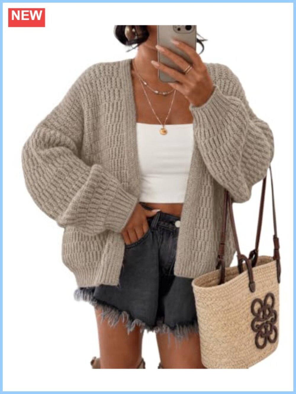 Chunky Knit Open Front Cardigan Sweater